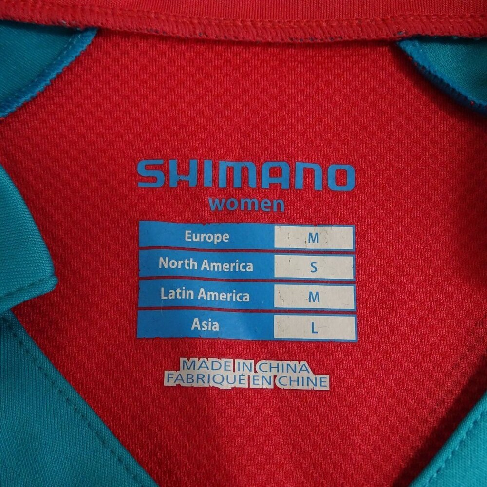 Shimano Cycling Polo Shirt Blue-Green Red Women Size S Polyester Short Sleeve - Picture 5 of 9